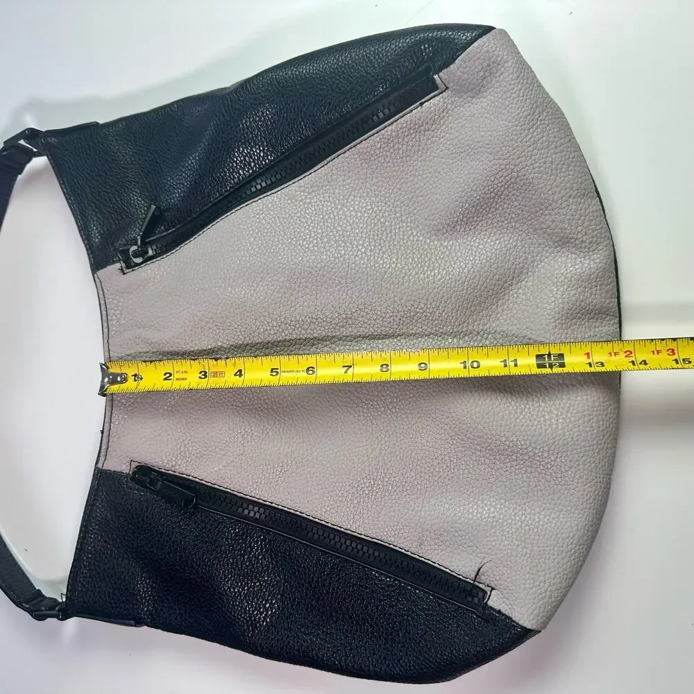 Colab Gray & Black Vegan Leather Large Size Minimalist Mod Hobo Bag Purse